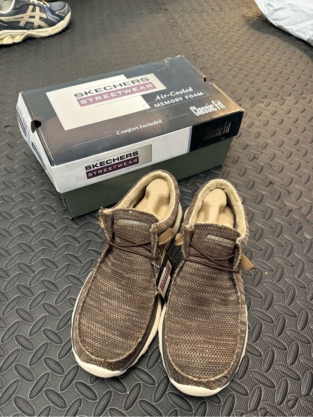 Skechers Men’s Brown Casual Slip-On Sneakers with Memory Foam